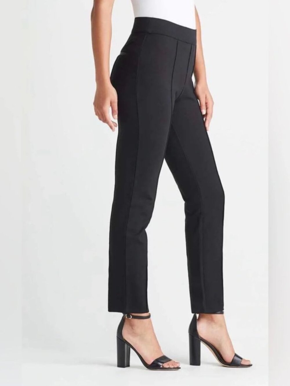 Yummie Ponte Slim Straight Pintuck Leg Pant Black Medium
